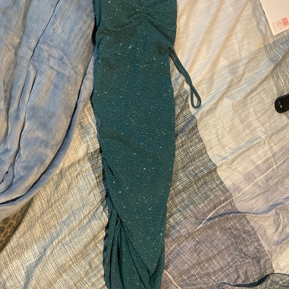 Elegant Teal Ruched Dress